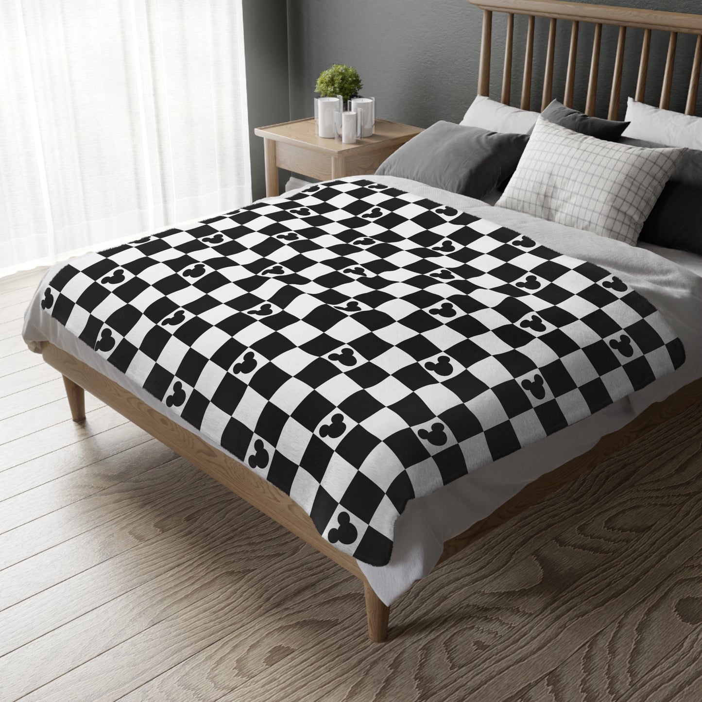 Black & White Checkered Mickey Blanket