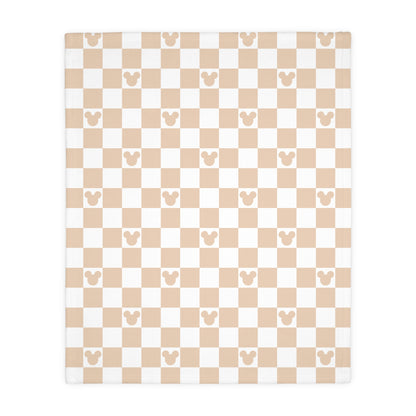 Tan Checkered Mickey Blanket