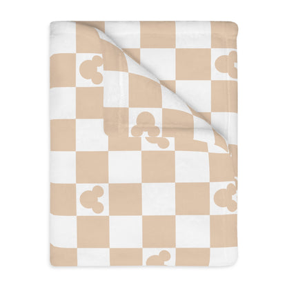 Tan Checkered Mickey Blanket